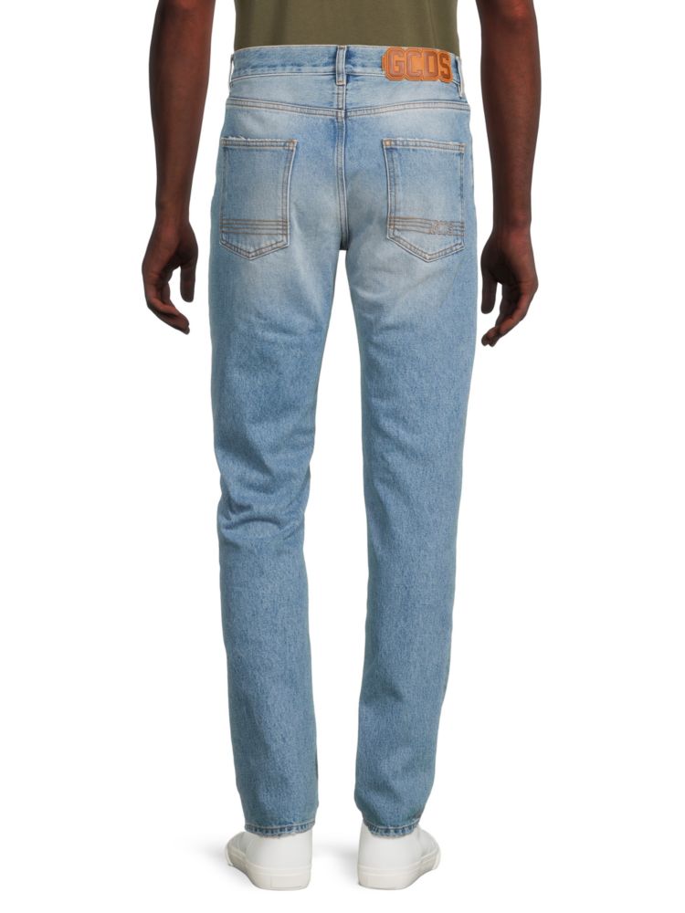 Gcds Distressed Jeans, Light Blue