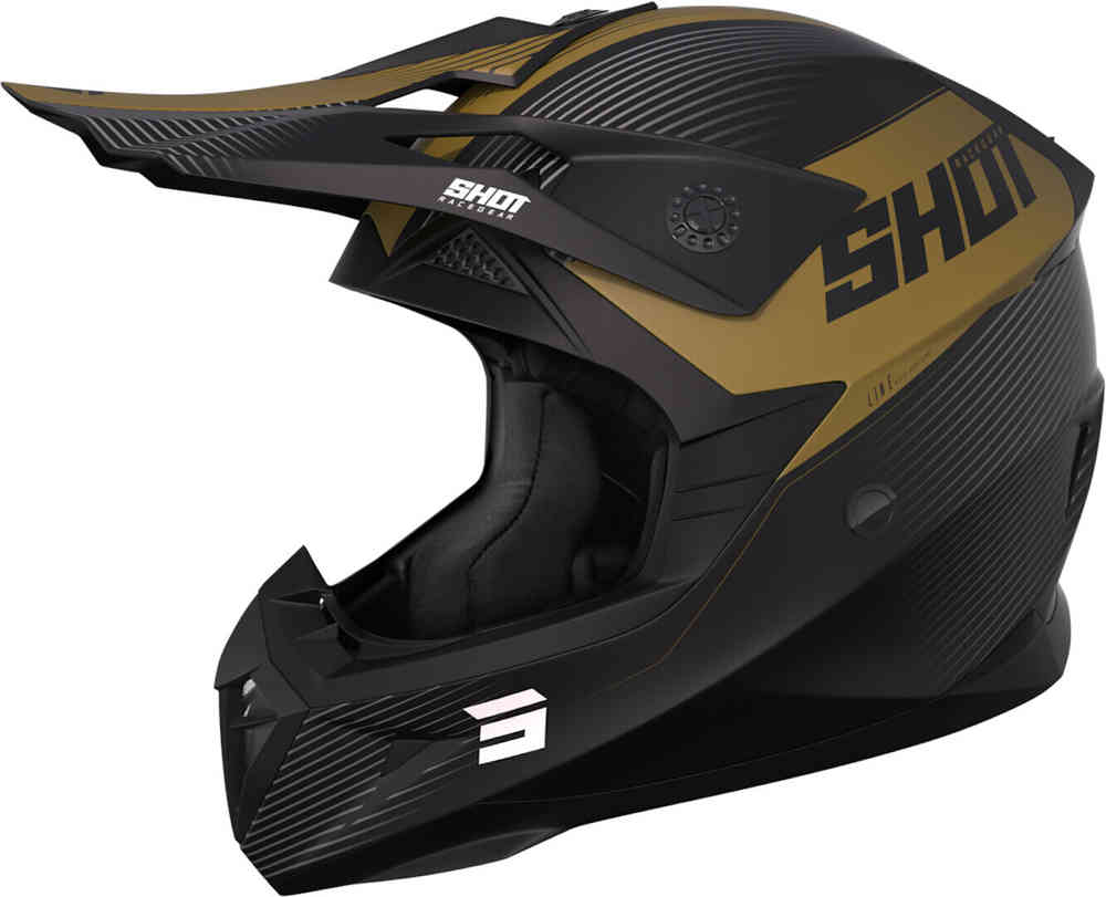 Pulse Line Shot Motocross Helmet, Matte Black/Gold