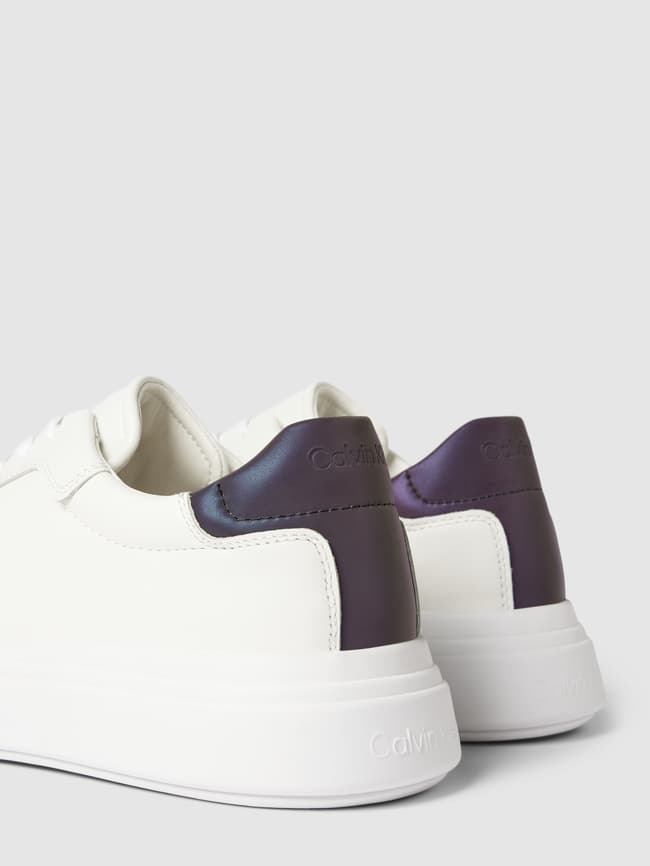 Calvin Klein Contrast Leather Sneakers, White