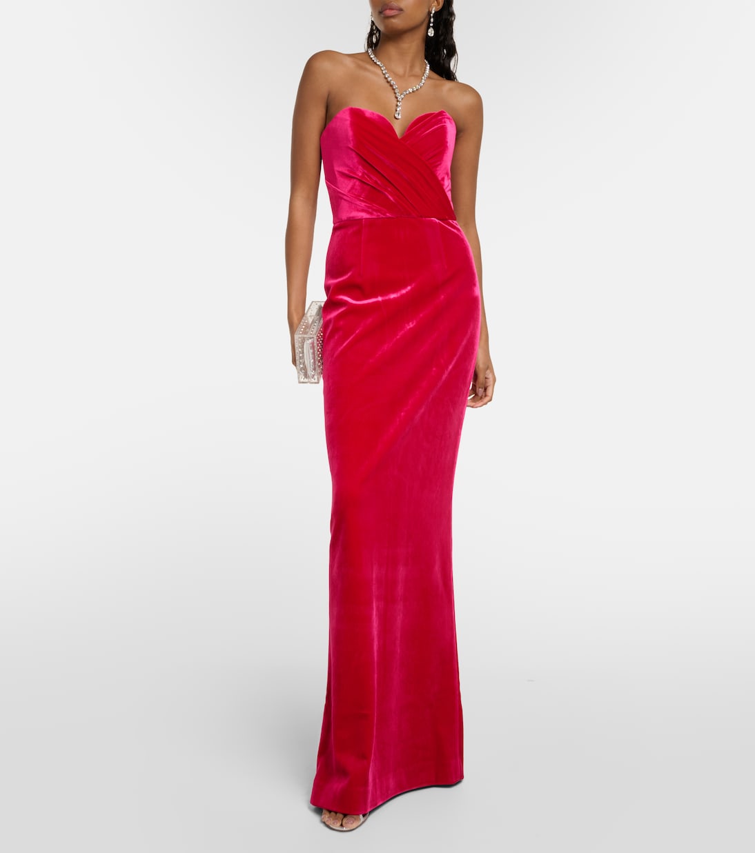 Rebecca Vallance Strapless Velvet Dress, Pink