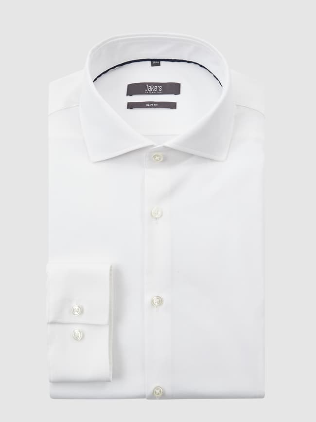 Jake*s slim fit business shirt with shark collar, white