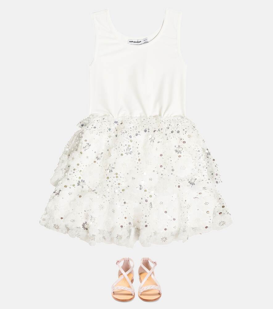 Self-Portrait embellished dress, white