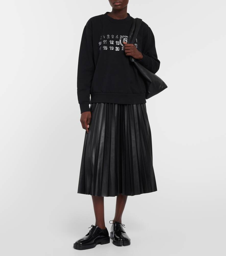 Midi skirt with pleats and high waist MM6 MAISON MARGIELA, black