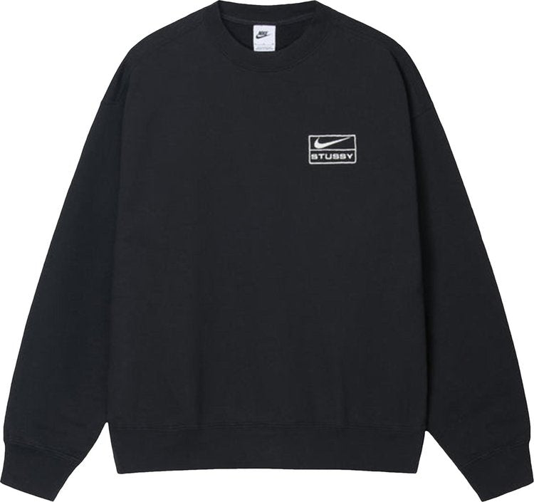 Stussy x Nike Acid Wash Fleece Crew 'Black' Sweatshirt, black