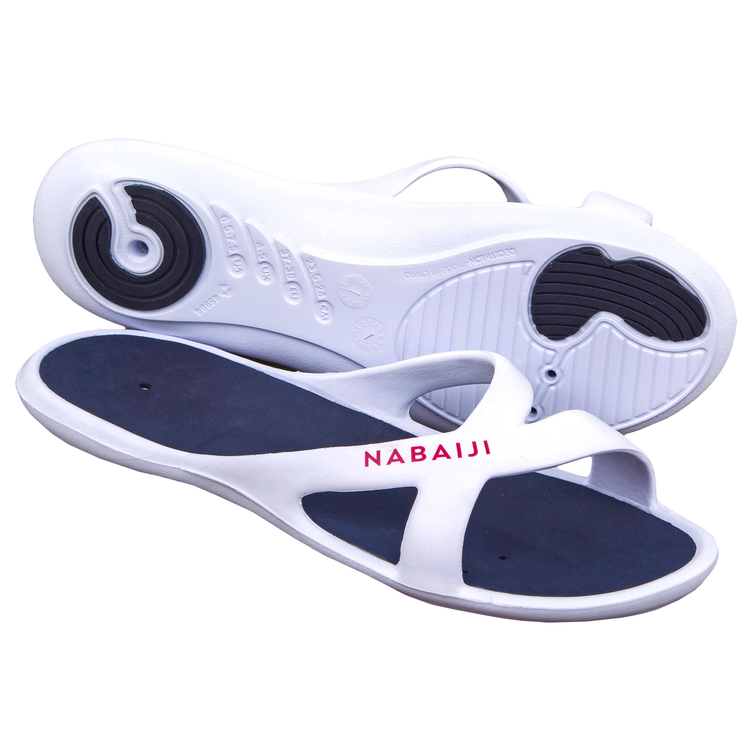 Women's pool slippers white and blue SLAP 500 Nabaiji