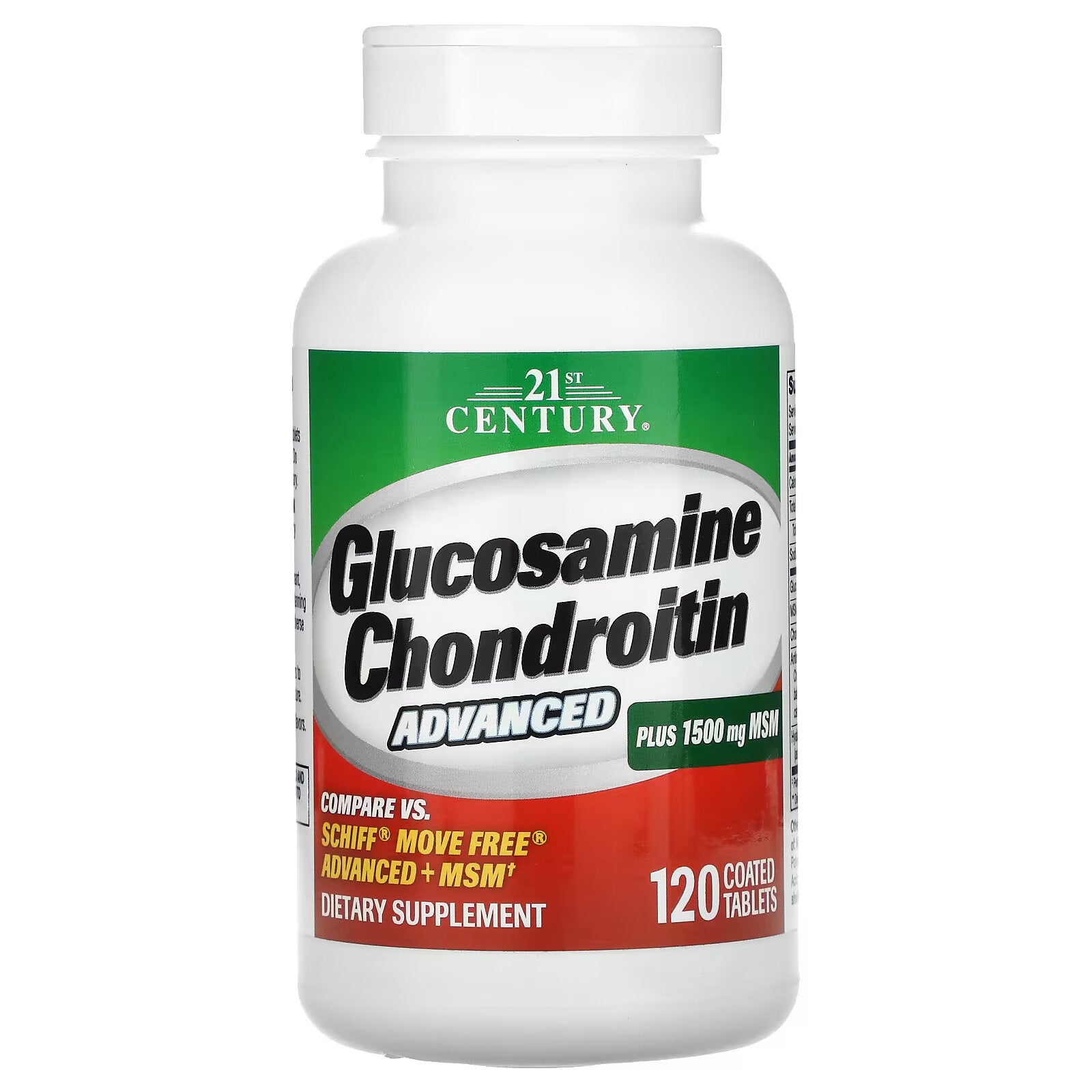 21st Century, Advanced Glucosamine & Chondroitin, 120 Tablets coated