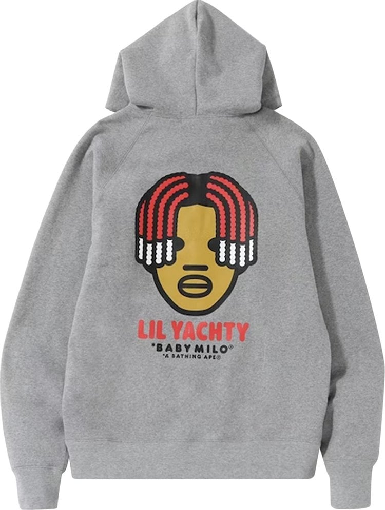 بلوزة بغطاء رأس من BAPE Baby Milo x Lil Yachty باللون الرمادي