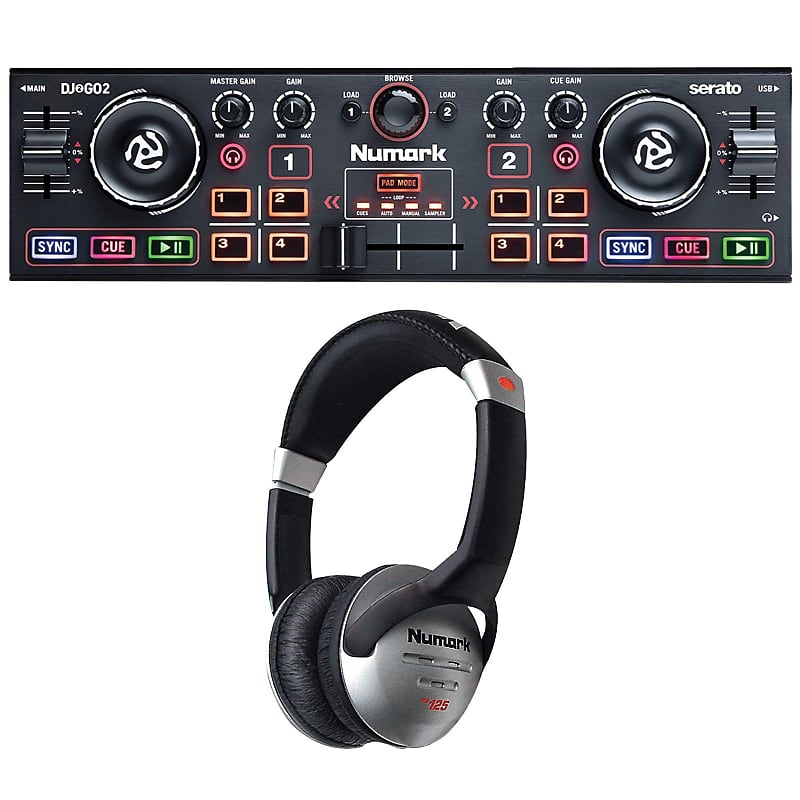 Numark DJ2GO2 Touch Pocket DJ Controller with HF125 Headphones Package