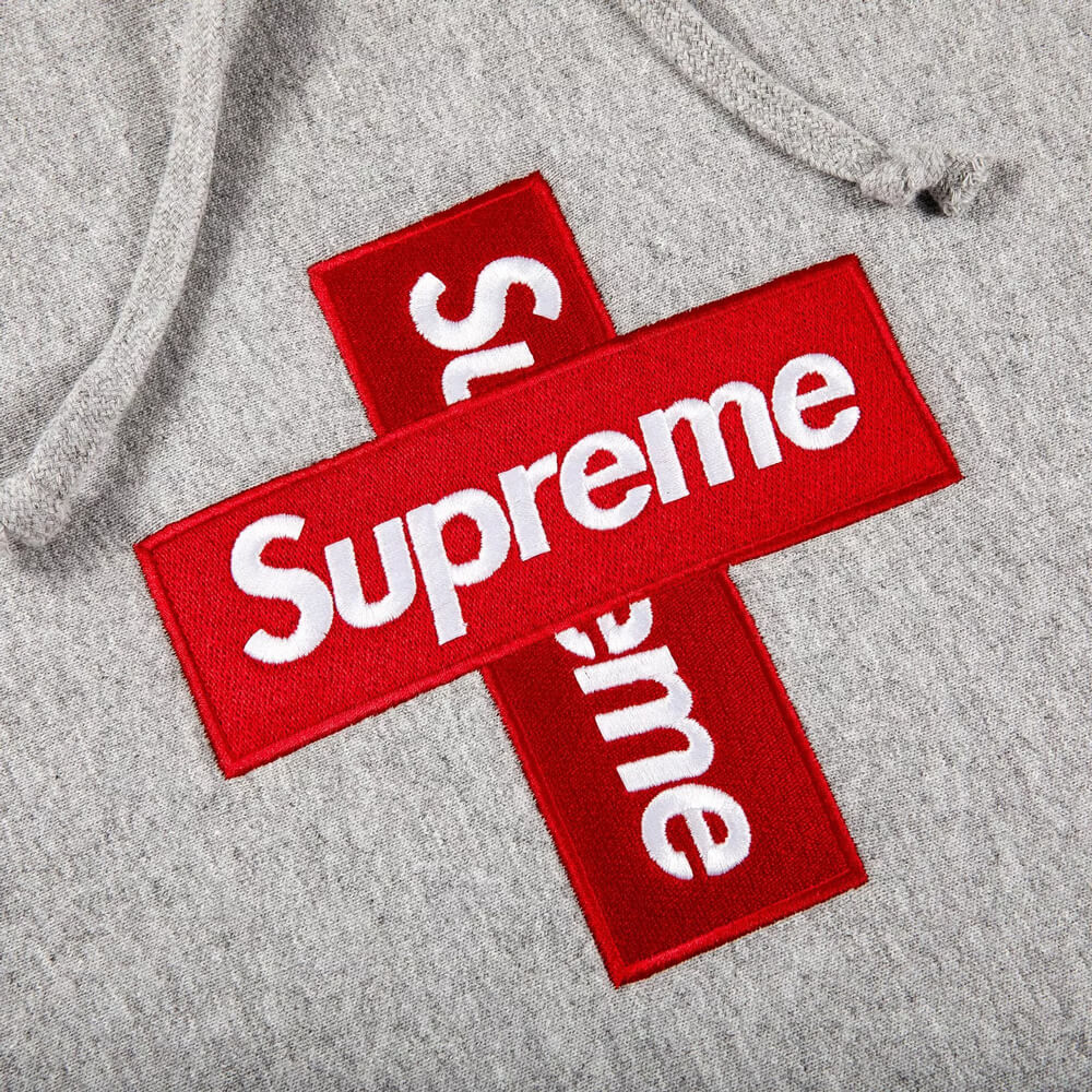 هودي Supreme Cross Box Logo باللون الرمادي