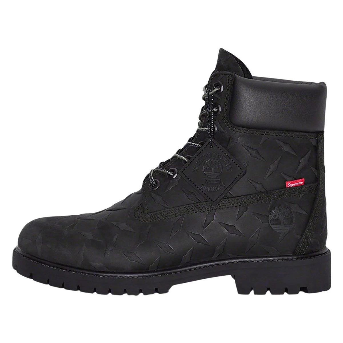 Timberland x Supreme 6 Inch Premium Waterproof 'Embossed Diamond Plate' Boot, Black