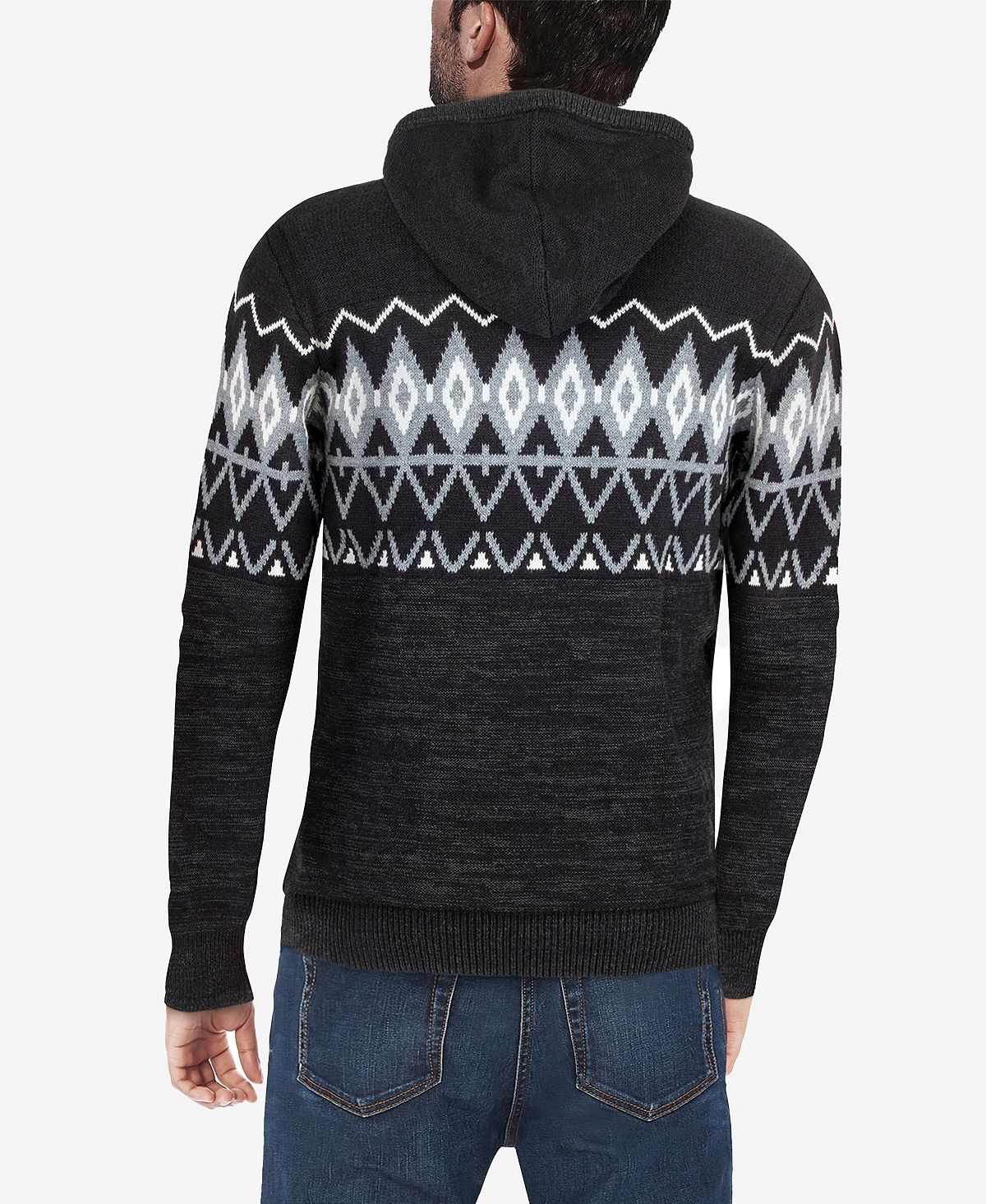 Men's X-Ray Color Block Hooded Sweater, Black