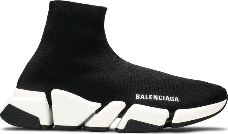 حذاء رياضي Balenciaga Speed ​​2 Trainer Knit أسود وأبيض للنساء