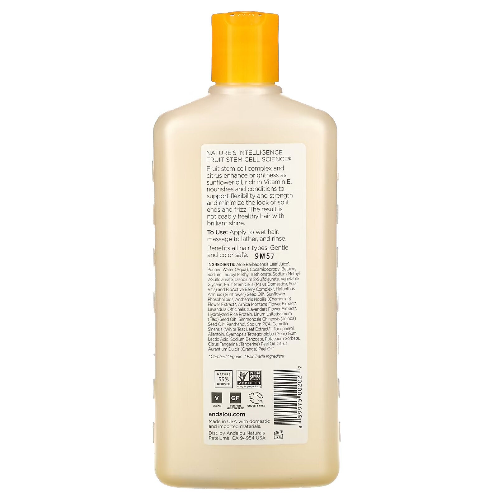 Andalou Naturals, strengthening, brilliant shine and thickening shampoo Sunflower & Citrus, 340 ml (11.5 fl oz)