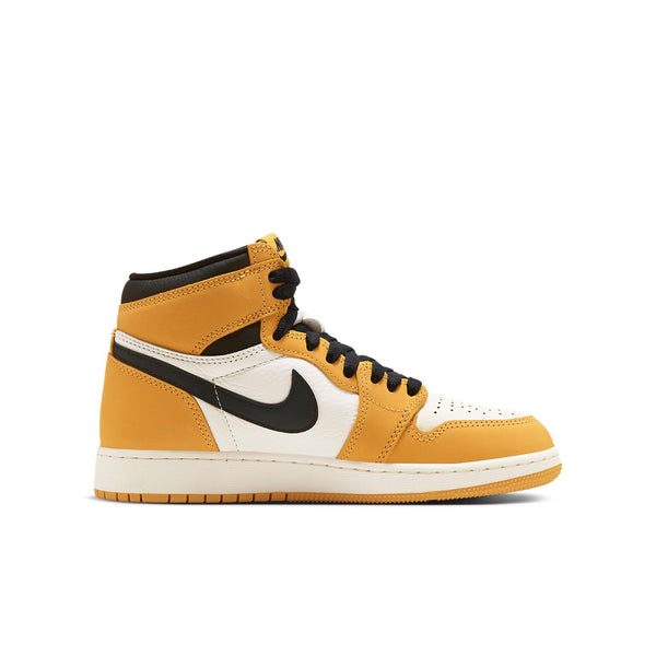 حذاء رياضي (GS) Air Jordan 1 Retro High OG 'Yellow Ocher'، باللون الأصفر