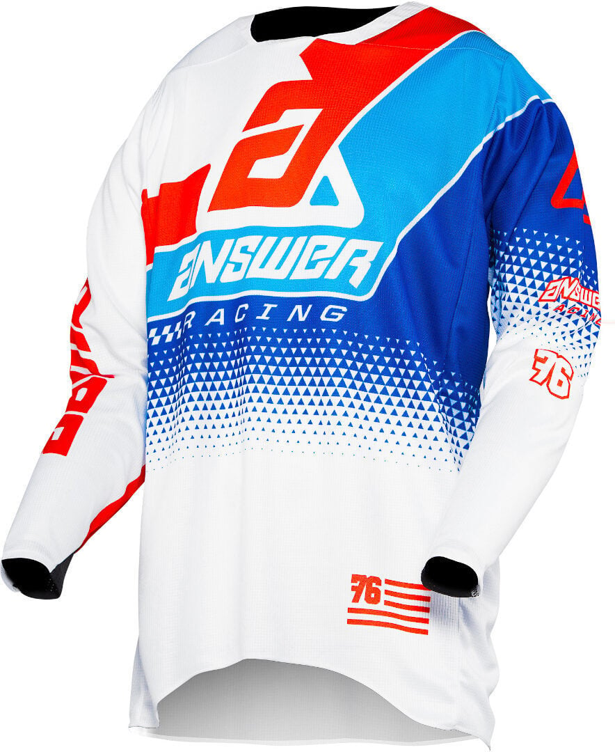 Answer Elite Korza Jersey, white/blue/red