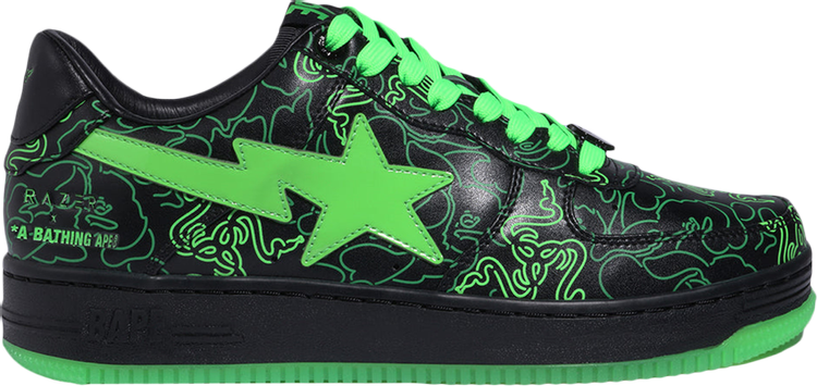 Razer x Wmns Bapesta Low M2 Neon Camo Sneakers, Green