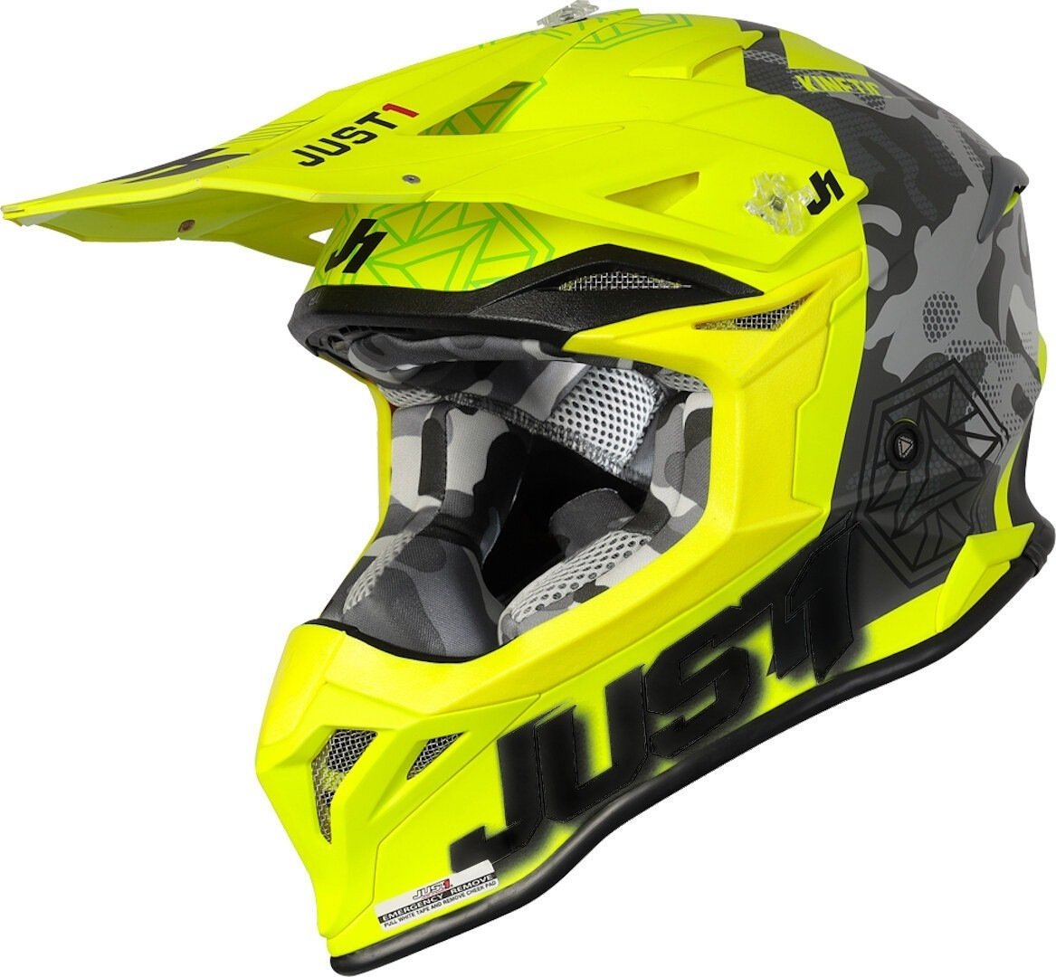 Just1 J39 Kinetic Motocross Helmet, Yellow-Black