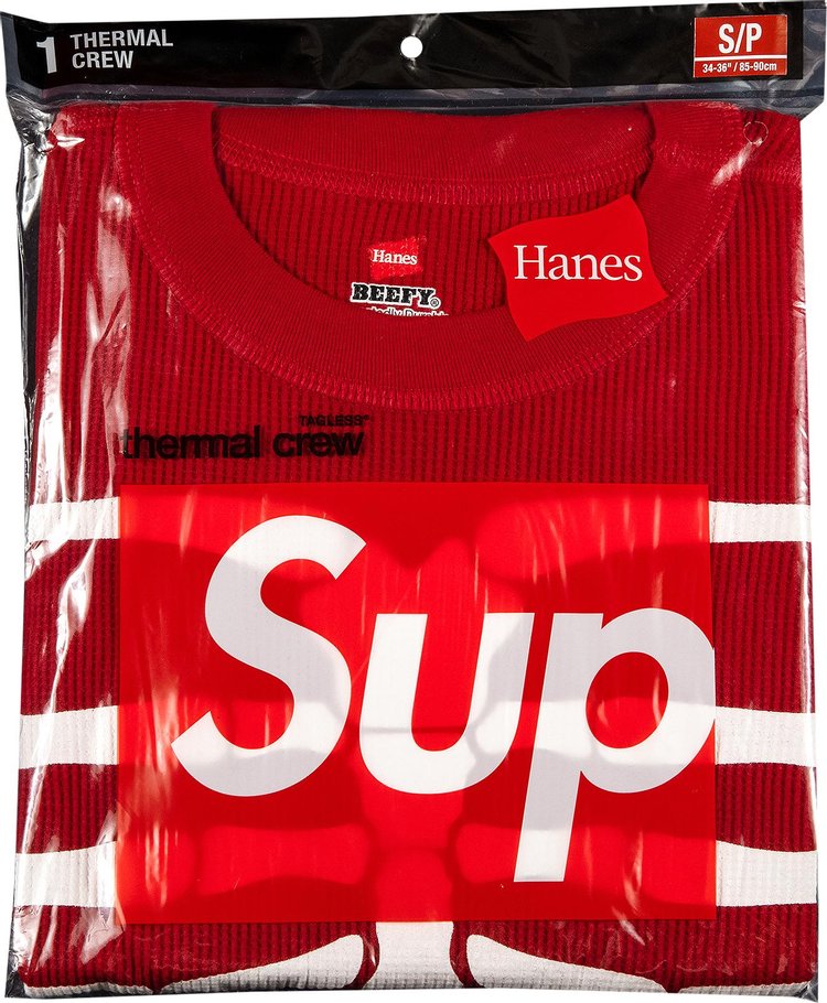 سويت شيرت Supreme x Hanes Bones Thermal Crew (عبوة واحدة) "أحمر"