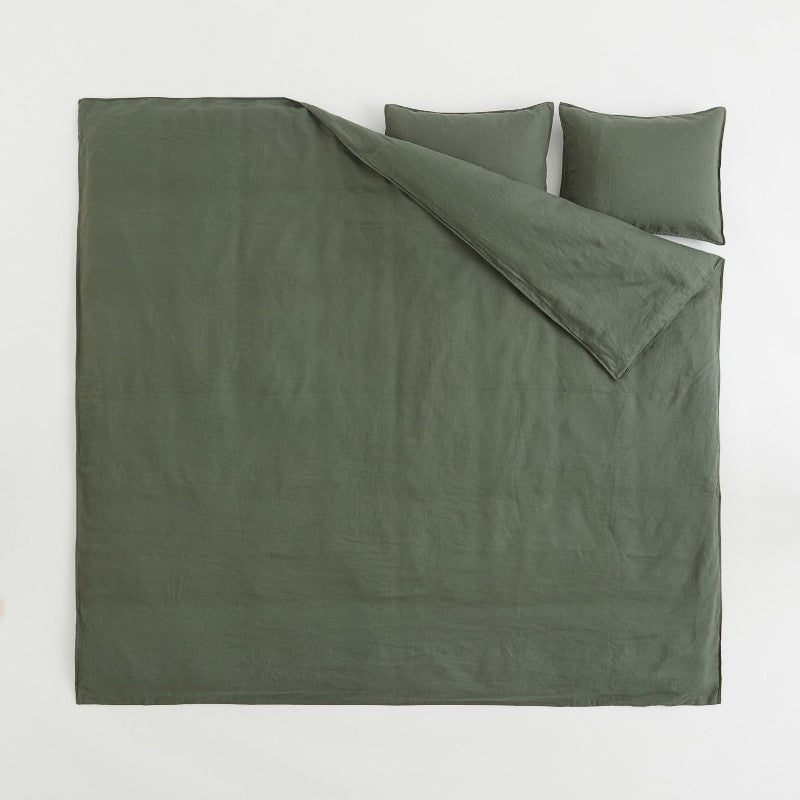 H&M Home Linen double bed linen set, khaki