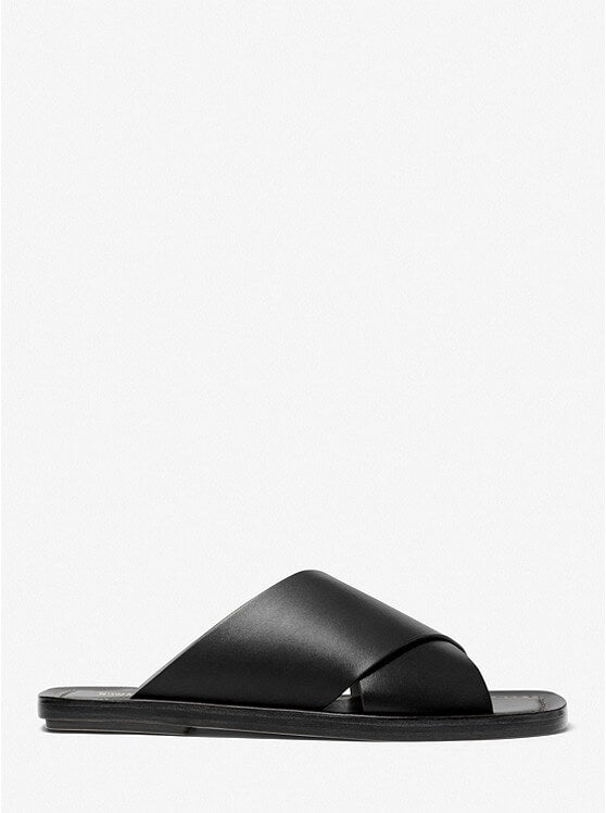 Michael Kors Collection Ruth leather slides, black