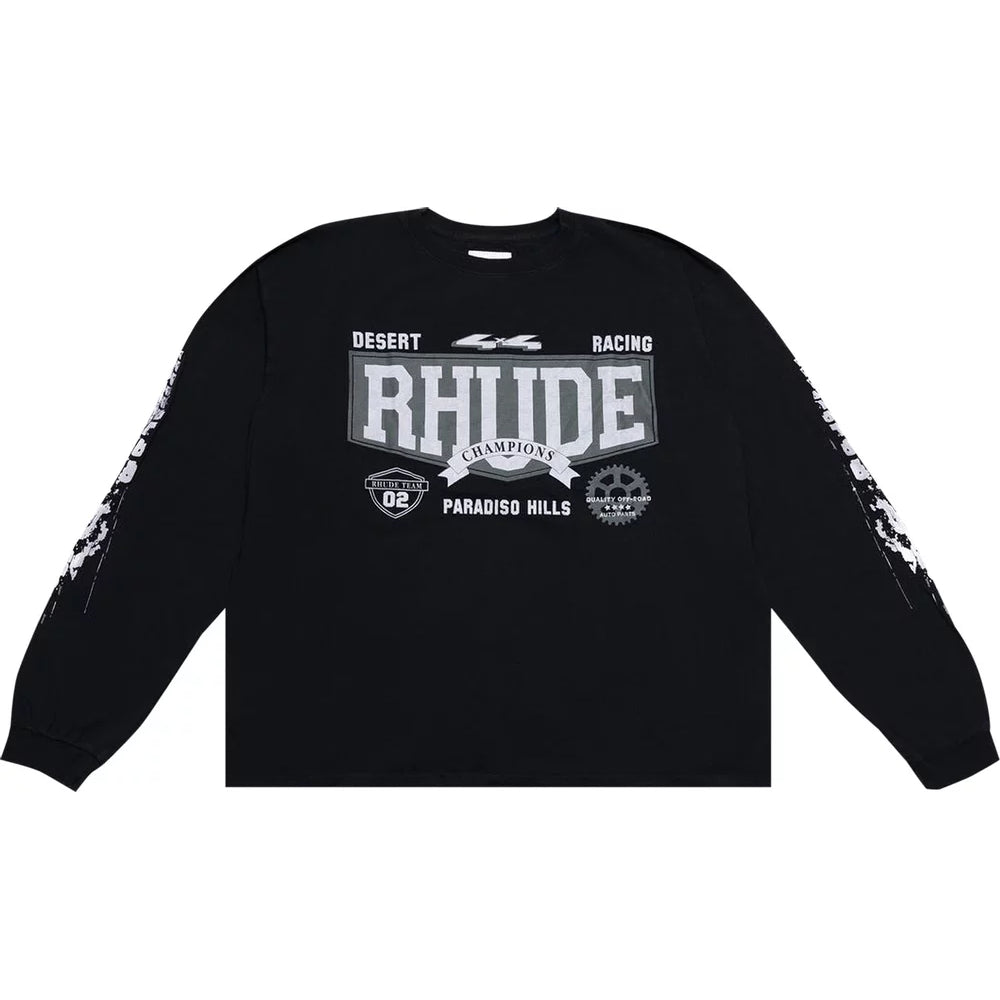 قميص Rhude 4x4 Vintage بأكمام طويلة، أسود