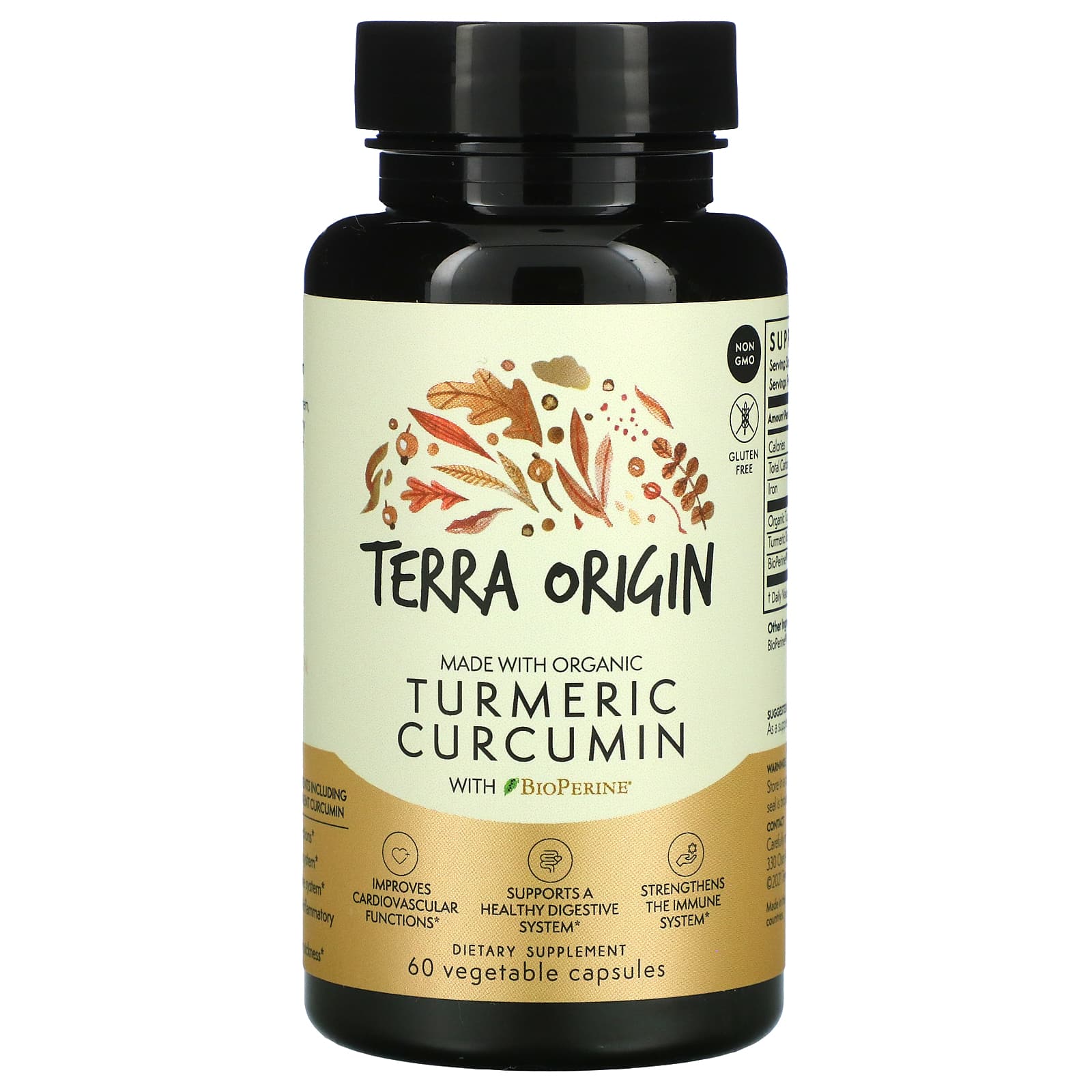 Terra Origin Curcumin & Bioperine, 60 Vegetarian Capsules