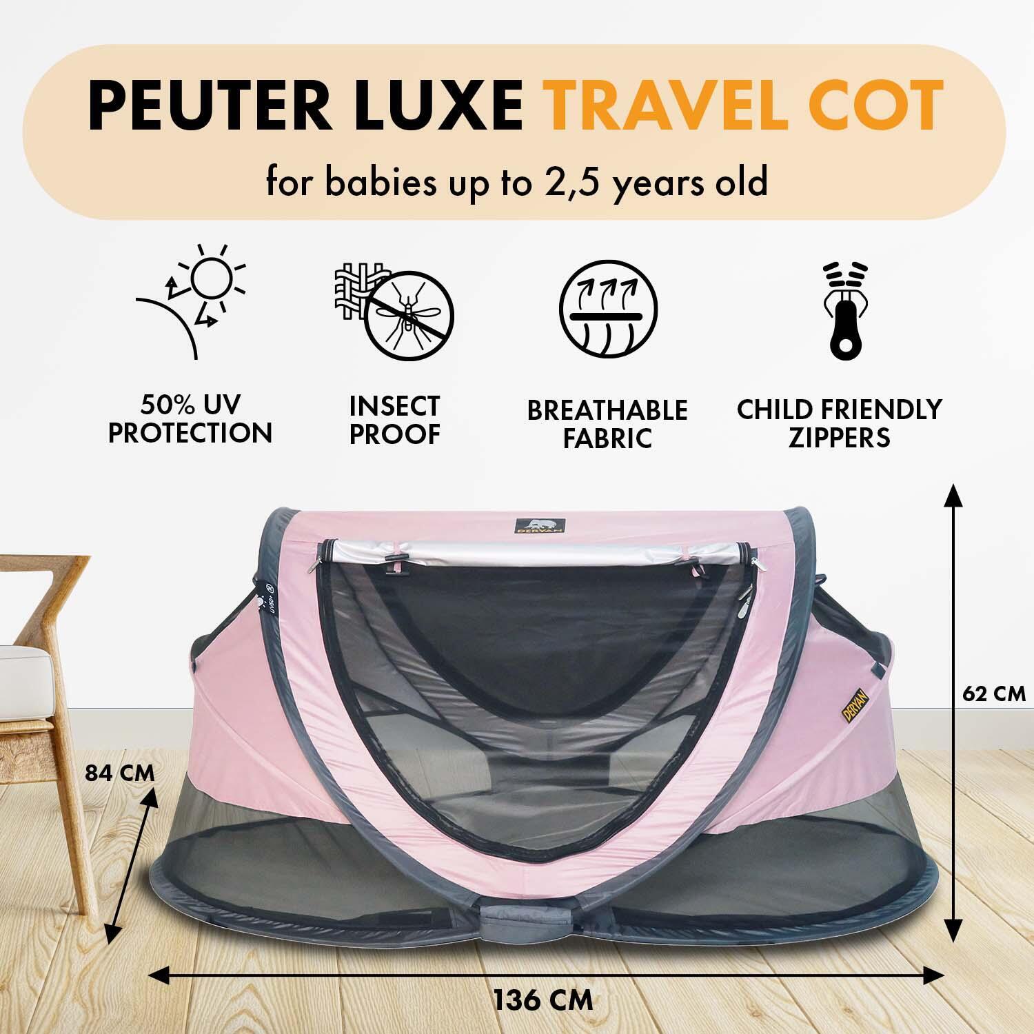 Camping tent Deryan Rosé Peuter Luxe including self-inflating mattress pink/black