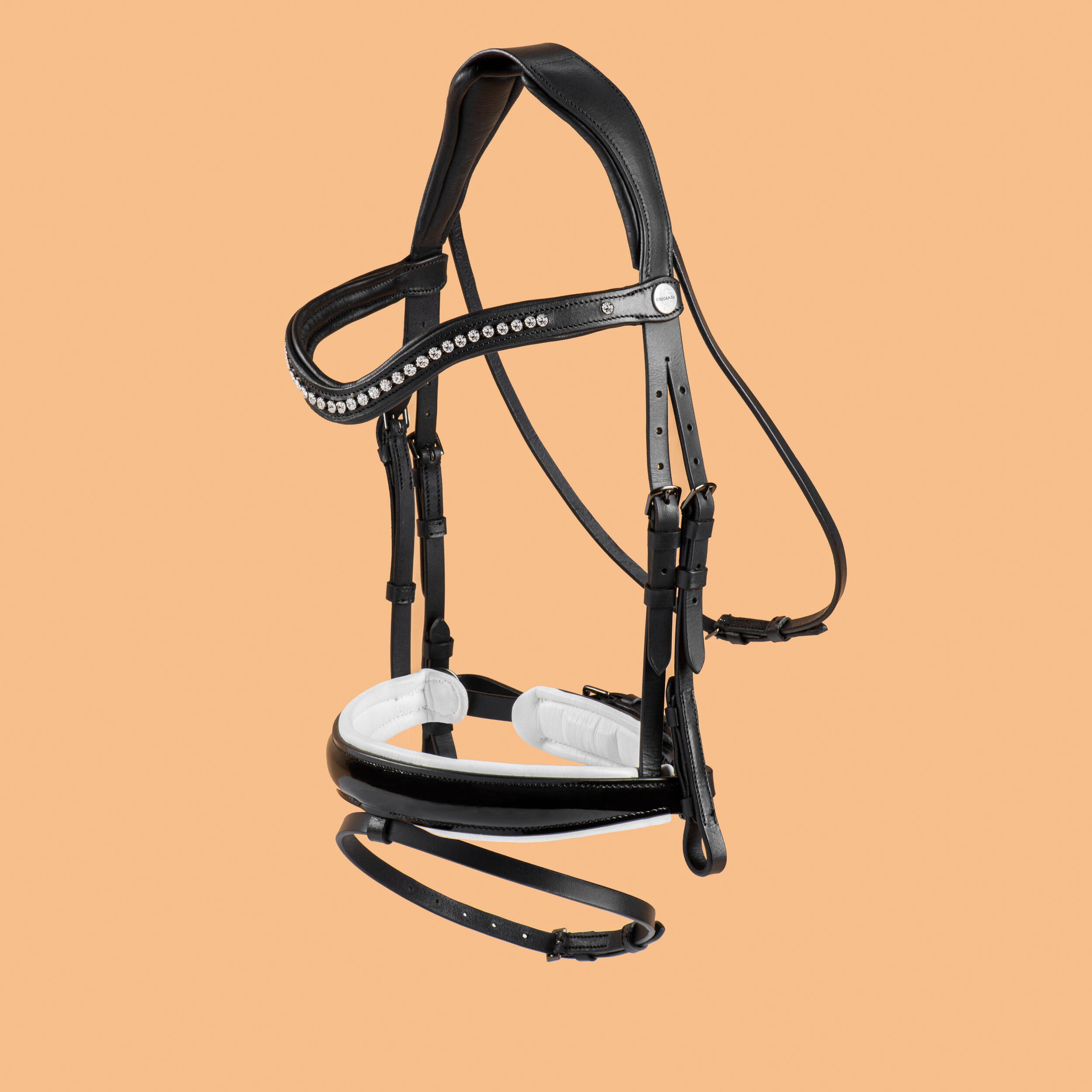 Fouganza bridle, black/white