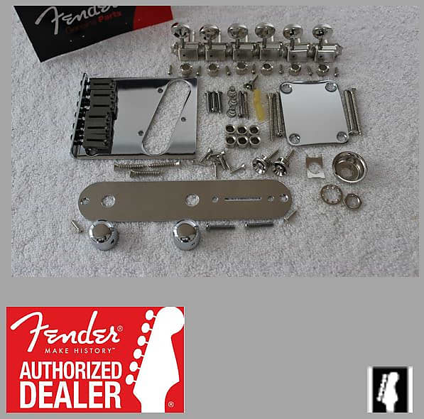 Fender American Telecaster Chrome Hardware Set with Tuners Modern 6 Saddle Bridge US Tele 099-0807-100 099-0807-100 American Standard Telecaster Bridge Assembly