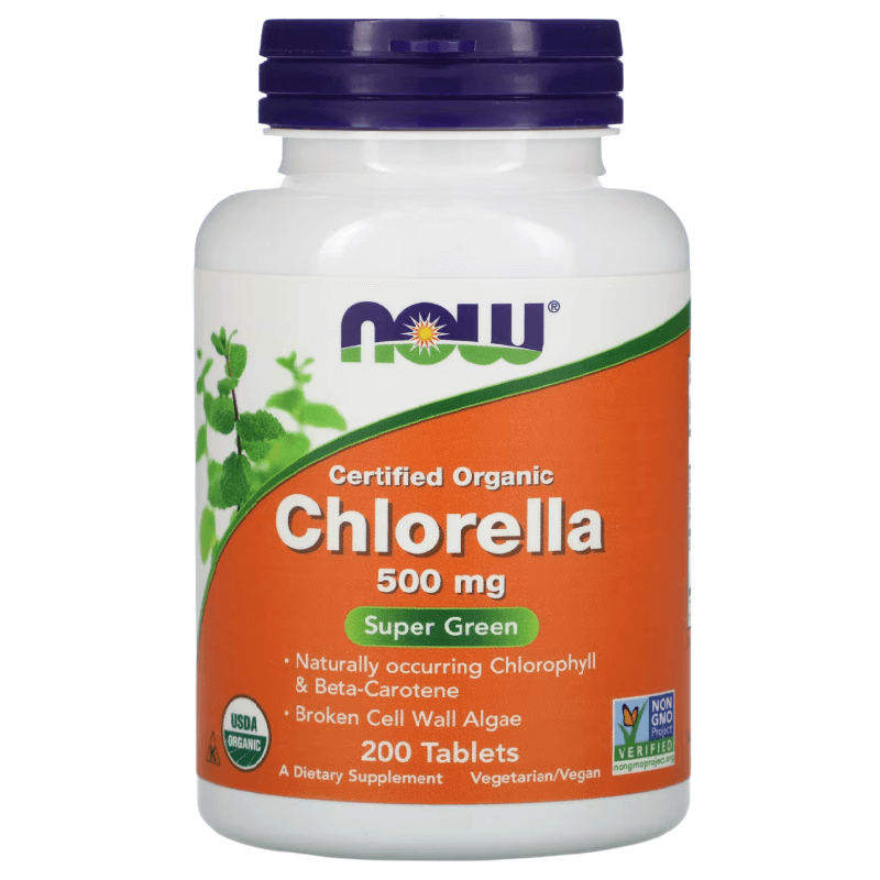 NOW Foods Chlorella العضوية 500 مجم، 200 قرص