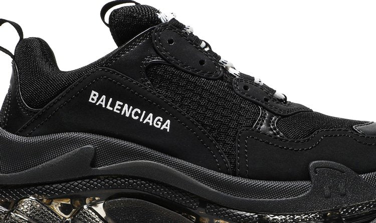 حذاء رياضي Balenciaga Womens Triple S بنعل شفاف - أسود