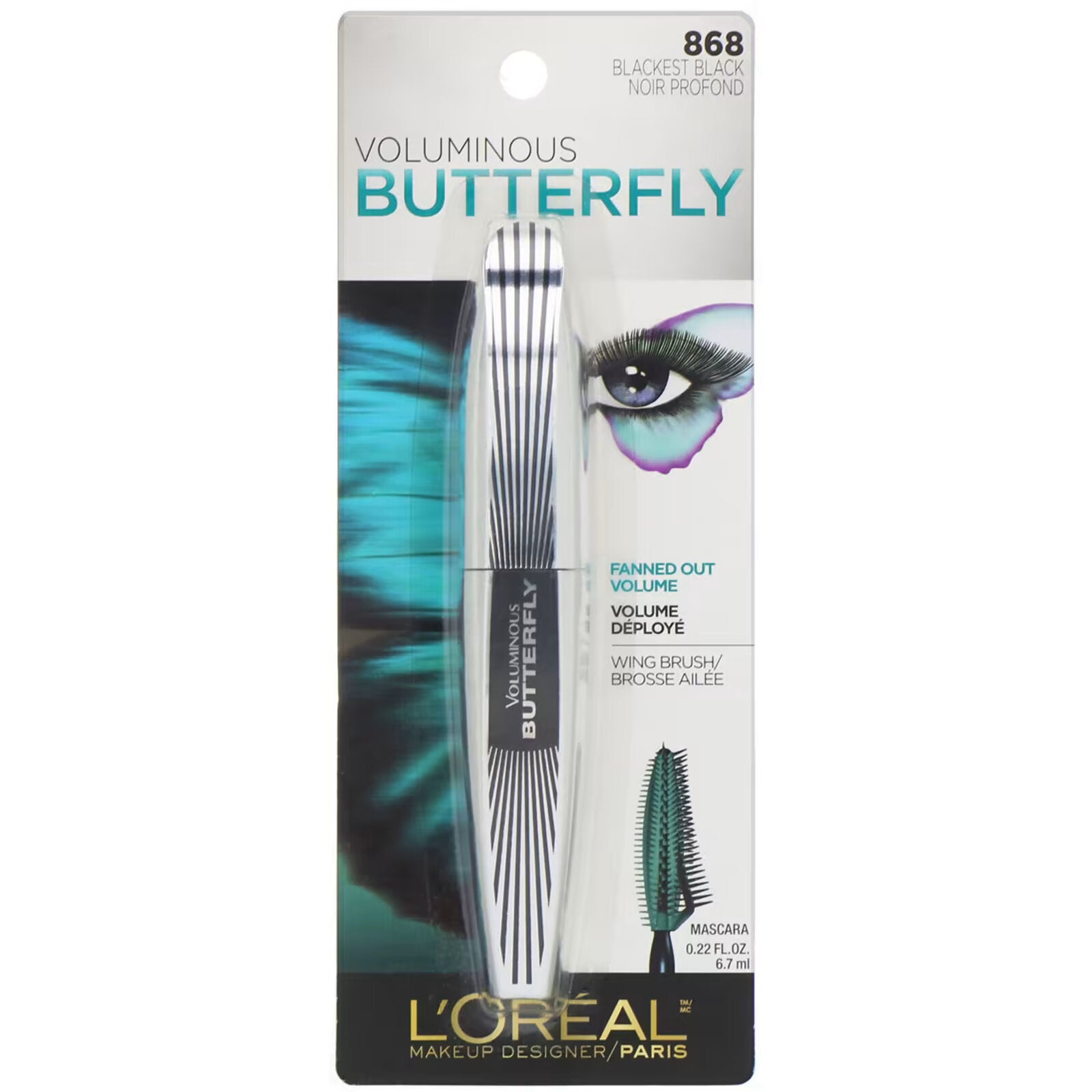 Volume mascara L'Oreal Butterfly shade 868 charcoal black, 6.7 ml