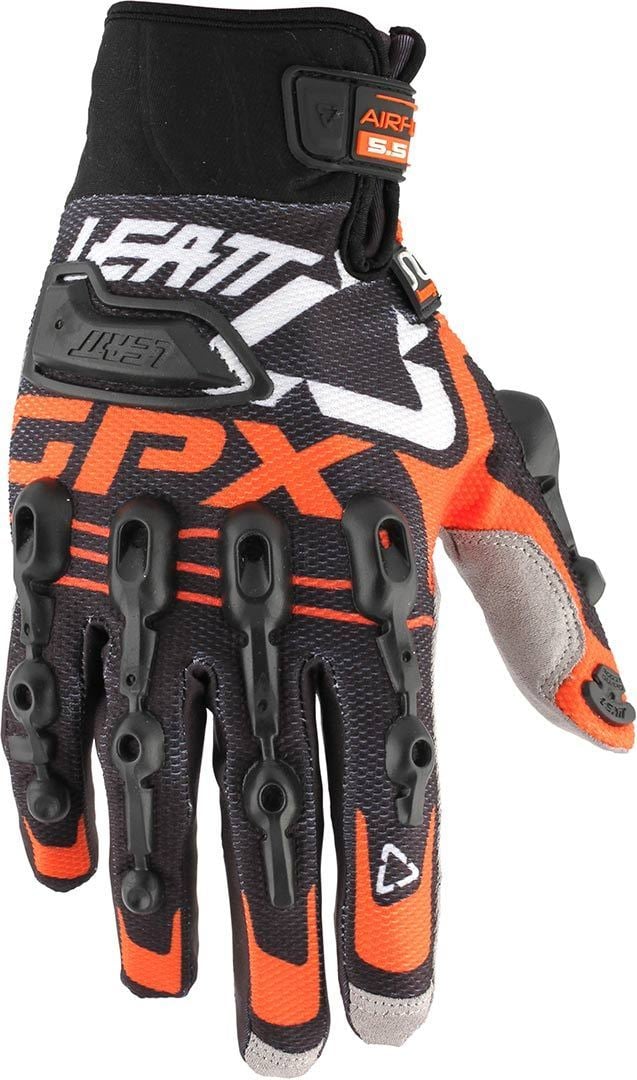 قفازات Leatt GPX 5.5 Windblock، باللون الأسود/البرتقالي