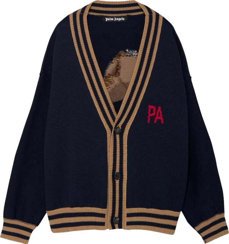 Palm Angels Bear Cardigan 'Black/Brown', black