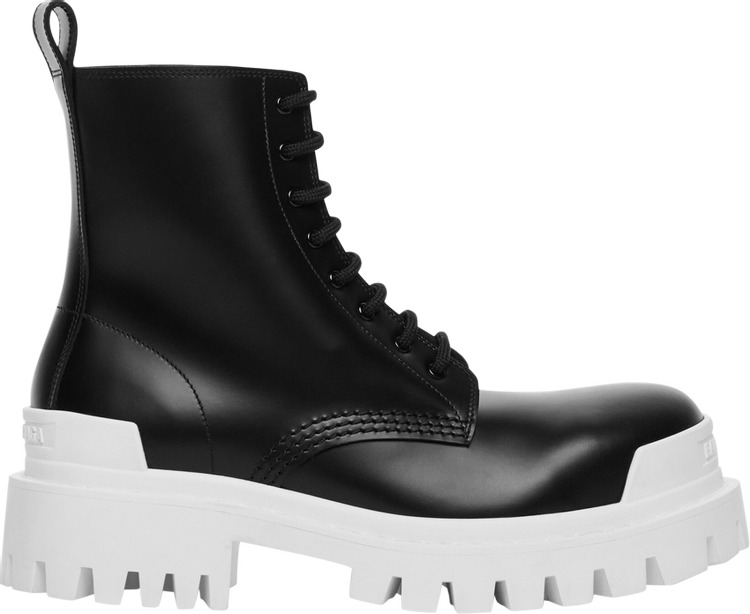 Balenciaga Strike Lace-Up Boot Black White