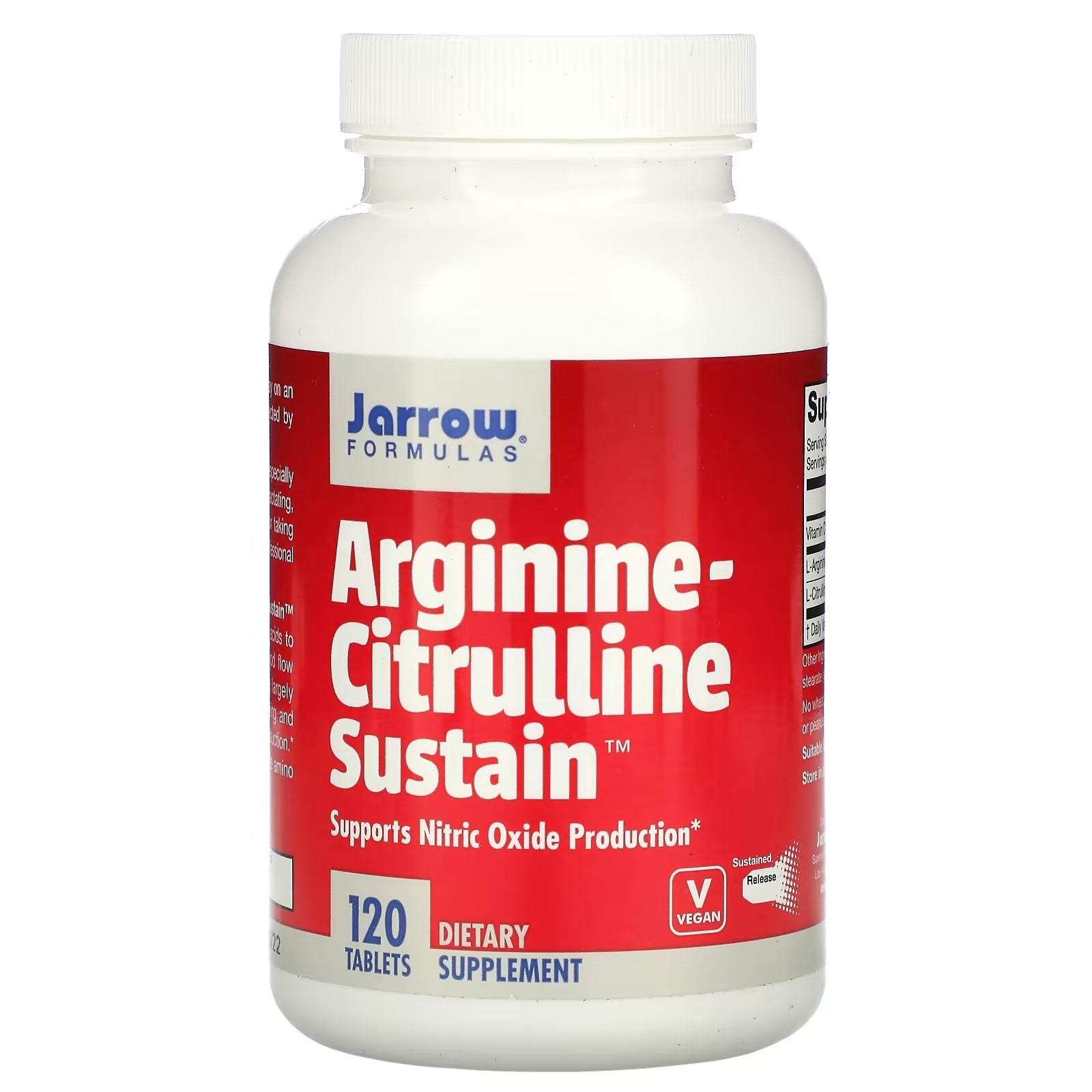 Jarrow Formulas Arginine-Citrulline Sustain Arginine & Citrulline, 120 Tablets