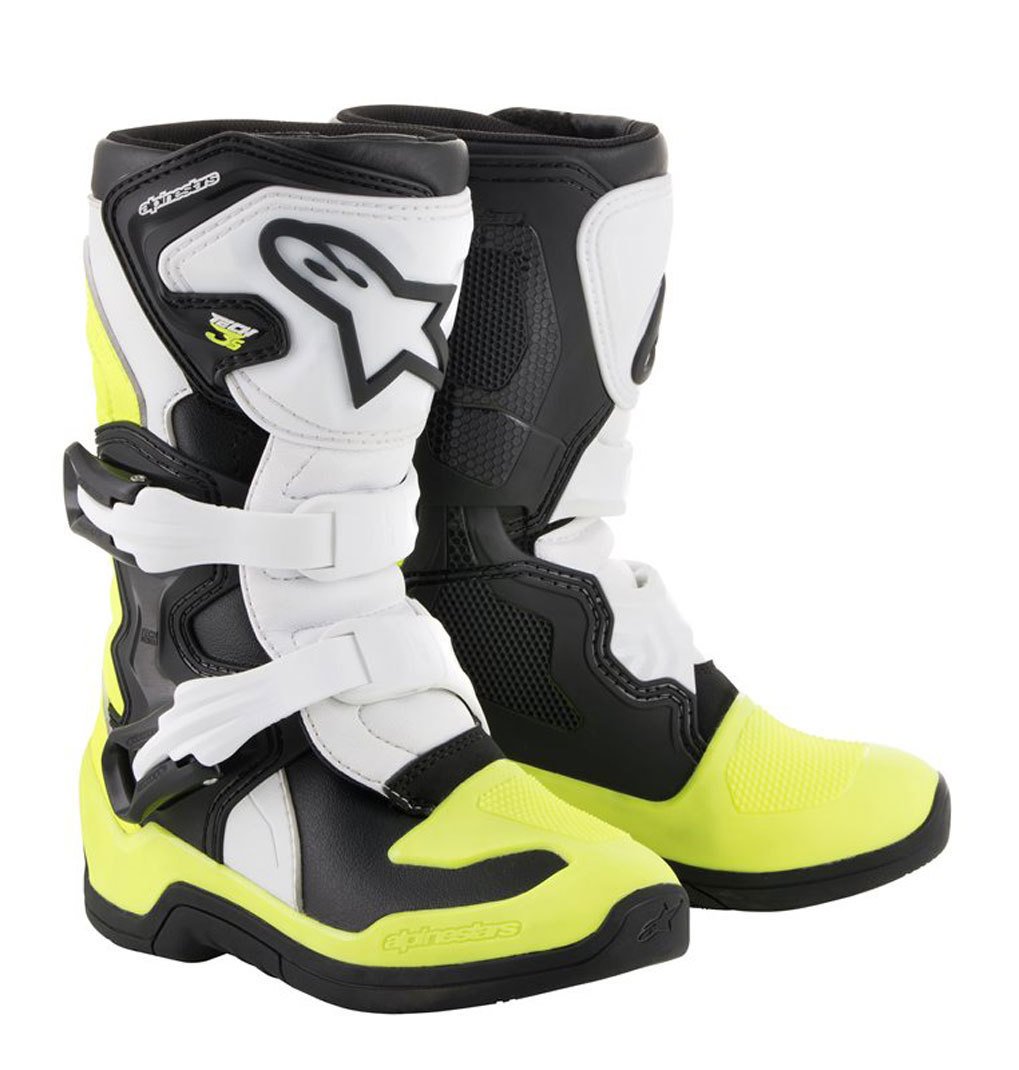 حذاء موتوكروس للأطفال من Alpinestars Tech 3S، أسود/أبيض/أصفر