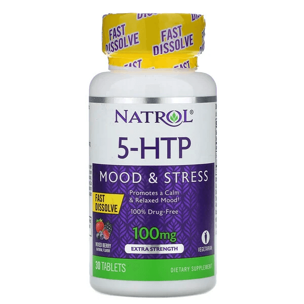 5-HTP, Instant, Extra Potent, Wild Berry Flavor, 100 mg, 30 Tablets, Natrol