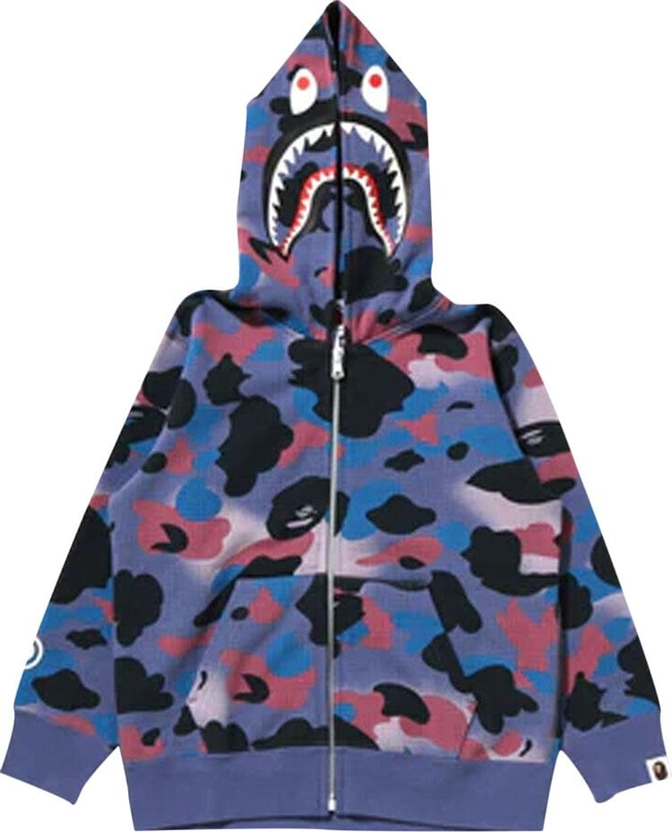 هودي بسحاب كامل من BAPE Grid Camo Shark "أرجواني"، أرجواني