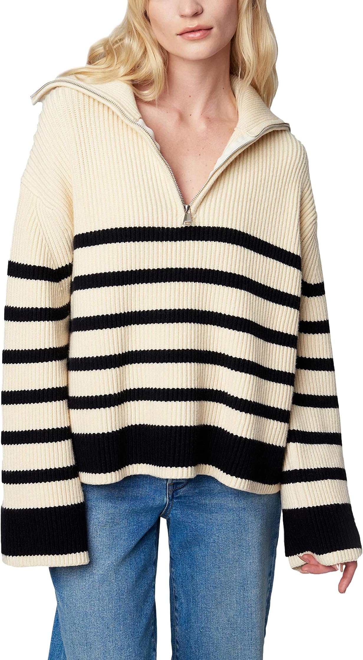 Blank NYC Striped Knit Sweater in Peak Hour