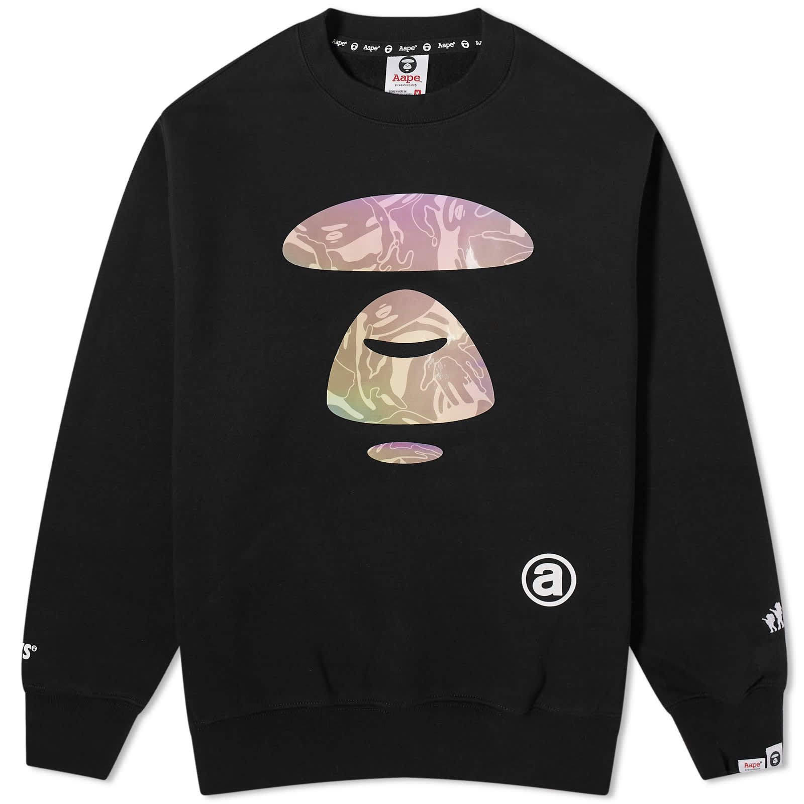 Aape Big Face Laser Foil Camo Sweatshirt, black