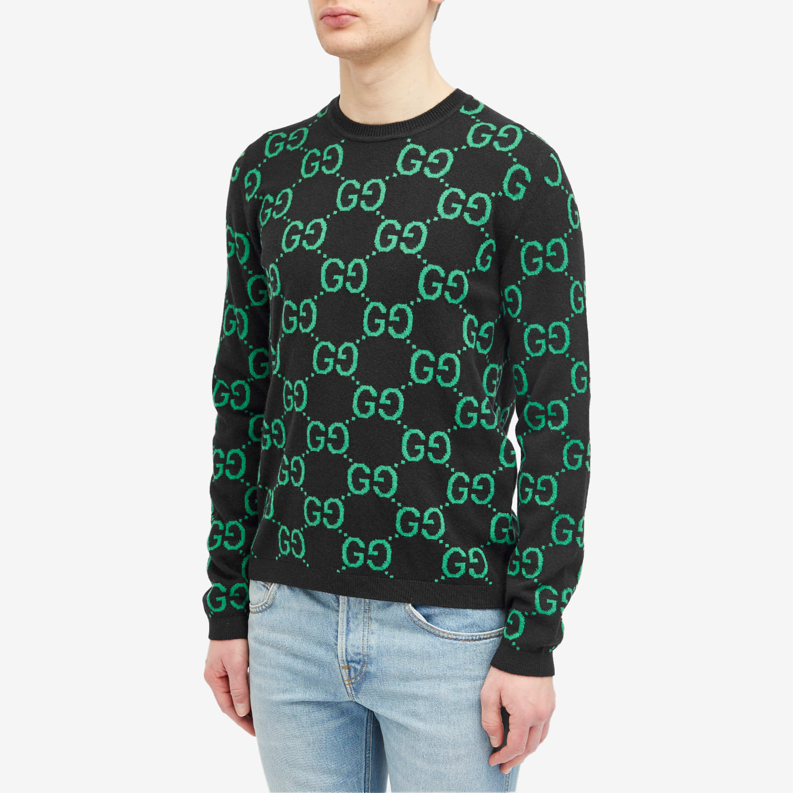 Gucci Jumbo Gg Jacquard Crew Neck Jumper, black