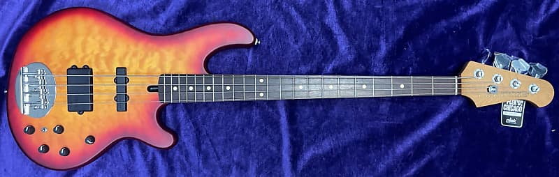 Bass guitar Lakland Skyline 44-02 Deluxe, Satin Cherry Burst w/ Roasted Maple / Rosewood