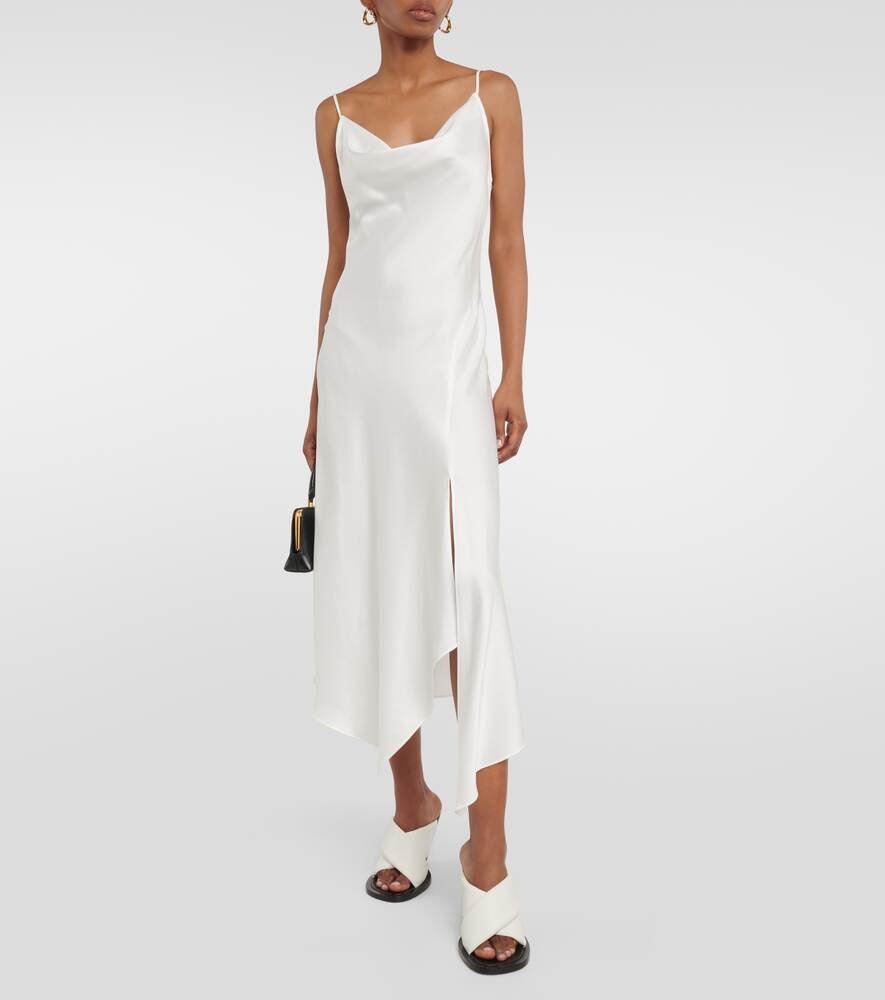 SIMKHAI asymmetric midi slip dress, white