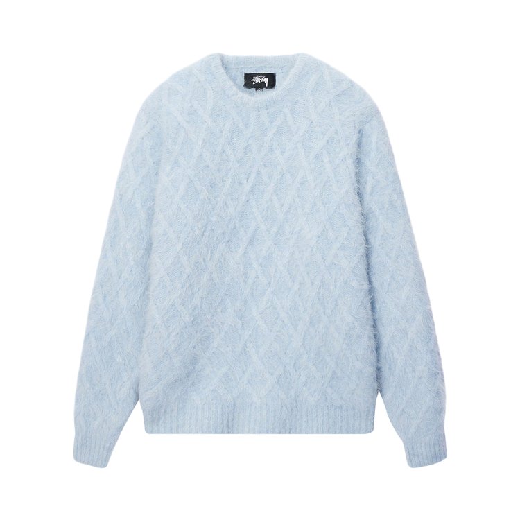 Stussy Fuzzy Lattice Crew 'Ice' Sweater, blue