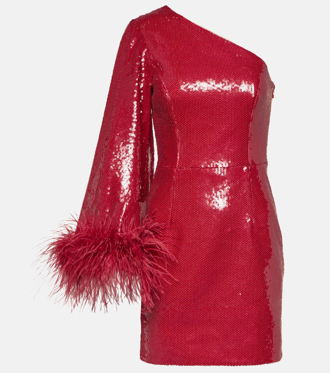 Rebecca Vallance nika feather minidress, red