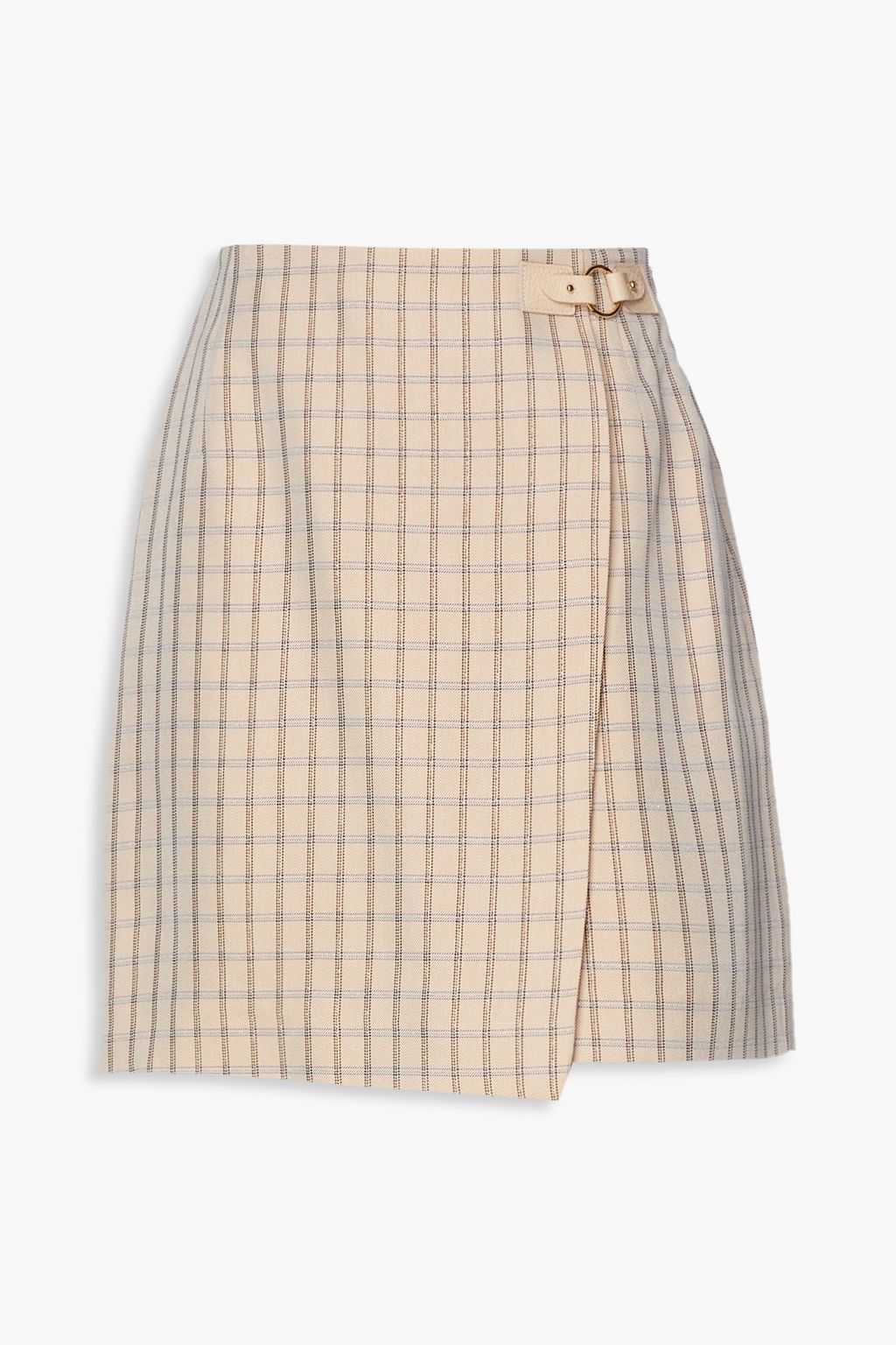 Meredith Checked Twill Mini Skirt with SANDRO Wrap, Neutral