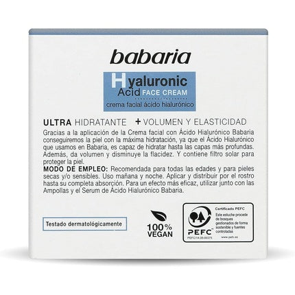 Pharmacy face cream with hyaluronic acid 50ml, Babaria