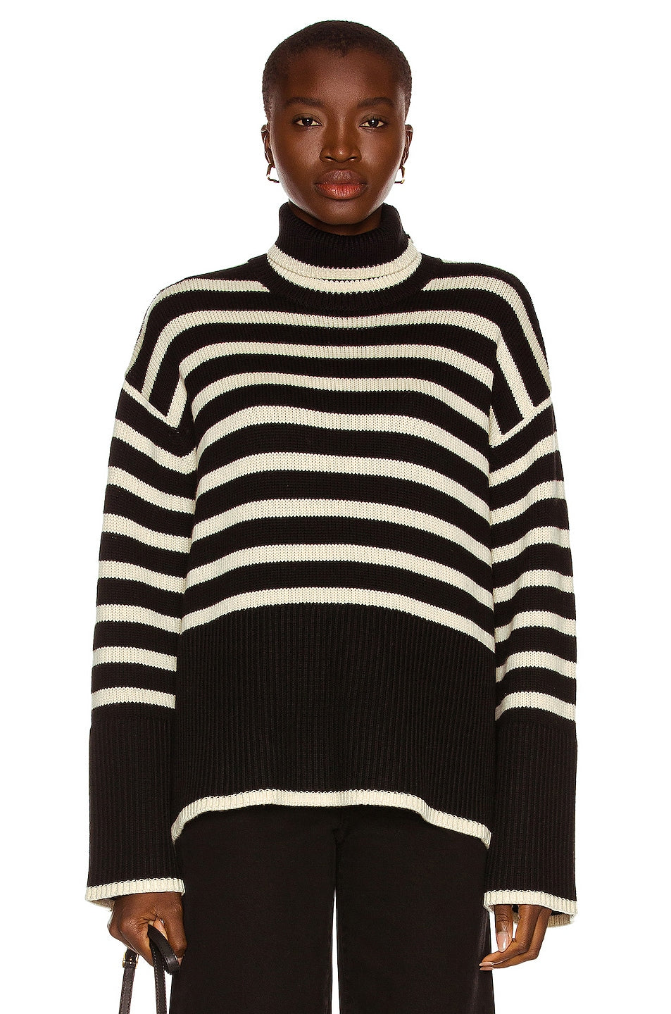 Toteme Signature Stripe Turtleneck Sweater, Black Stripe