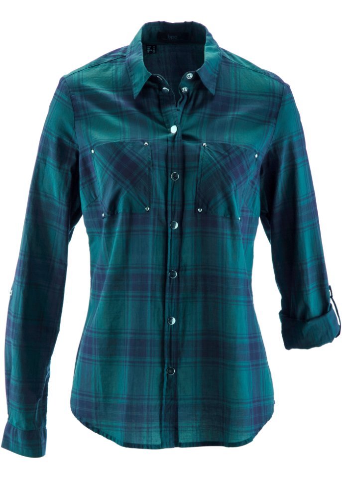 Checked cotton blouse Bpc Bonprix Collection, green